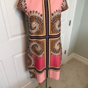 Vince Camuto Floral Paisley Pink and Cream Mini Dress